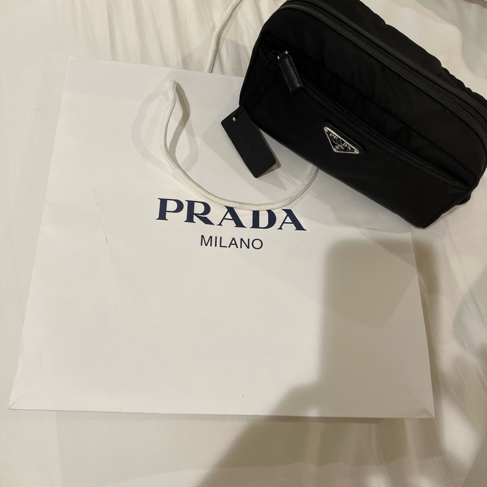 Prada. Black Nylon Men’s Travel Pouch.